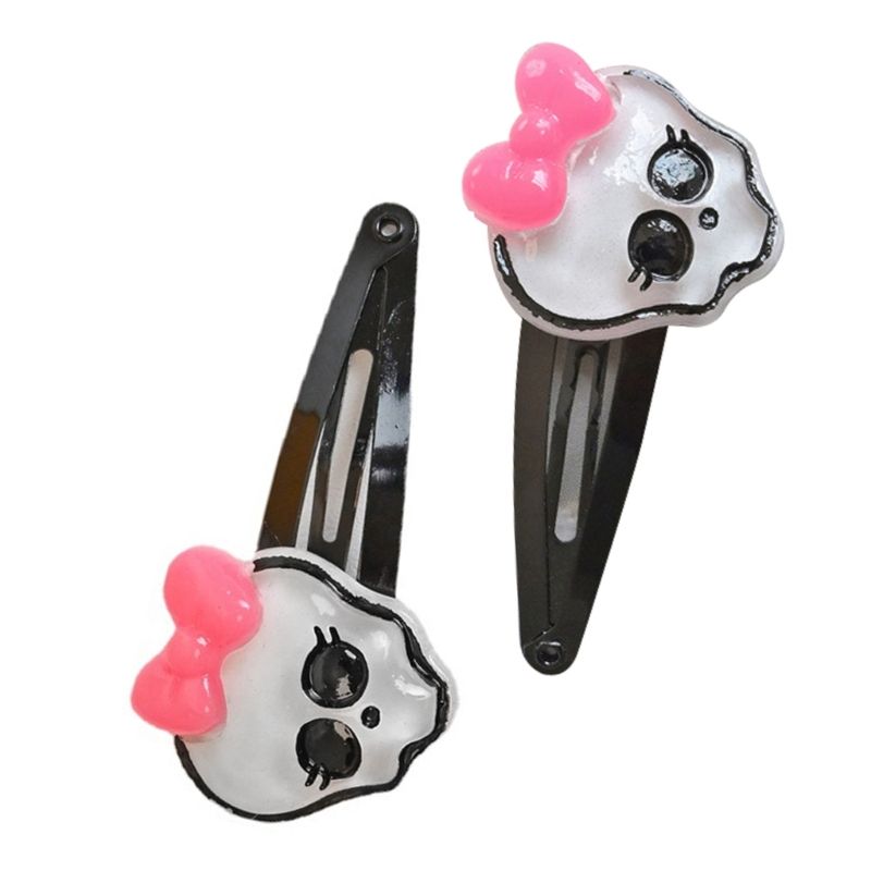 Halloween Skull Hair Clips Cute Skull Bone Pink Bowknot Decorations Punk Rock Hairpins For Women Girls Hair Accessories_voghion.com
