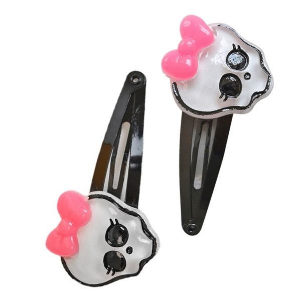 Halloween Skull Hair Clips Cute Skull Bone Pink Bowknot Decorations Punk Rock Hairpins For Women Girls Hair Accessories_voghion.com