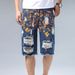 Herren-Jeansshorts im Used-Look – Lässige Cargo-Shorts mit verwaschenem Farbspritzermuster im Vintage-Stil_voghion.com
