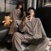 2024 Spring and Autumn New Women's Simple Long Sleeve Casual Cloud Cotton Sleepwear Set for Couples to Wear Outdated_voghion.com