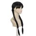 Synthetic Clip-in Addams Family Bangs Black Braids Black Wednesday Double Ponytail Braids Cos Anime Wig_voghion.com