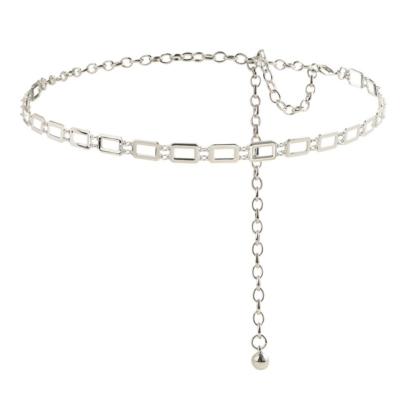 HOT Fashion women gold sier body Metal square hollow waist chain belt_voghion.com