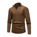 Herbst Winter Herren Strickpullover mit halbem Reißverschluss, Stehkragen, einfarbig, modisch, vertikal gestreift, für Männer_voghion.com