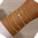 Bracelets Multi Layer Chain Cross Pendant Bracelet Set (5 Pieces) Simple And Inlaid With Rhinestones._voghion.com