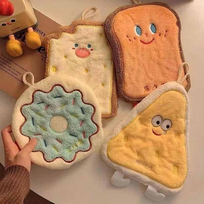 Cute Hanging Absorbent Thickened Quick-Dry Hand Cloth Bathroom Kitchen Face Towel Handkerchief Cartoon Children_voghion.com