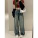 Koreanische Version der Retro-Jeans mit hoher Taille für den Sommer der Damen mit lockerer Hüftbedeckung und dünnen Hosen mit weitem Bein und gerader Wischhose Ins Tide_voghion.com