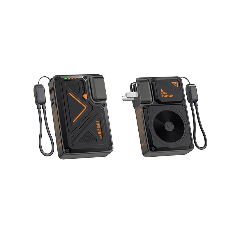 22.5W Magnetic Power Bank AC Plug Super Fast Charging 10000mAh Portable Charger With Built-in Cable And Stand_voghion.com