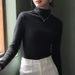 Women's Clothing Semi-High Neck Thermal Lined Shirt - Slim Fit Long Sleeve Base Layer For Women_voghion.com