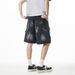 Men's Clothing Heavy Washed Distressed Denim Shorts Summer Style Ripped Color Design Casual Loose Pleated Shorts_voghion.com