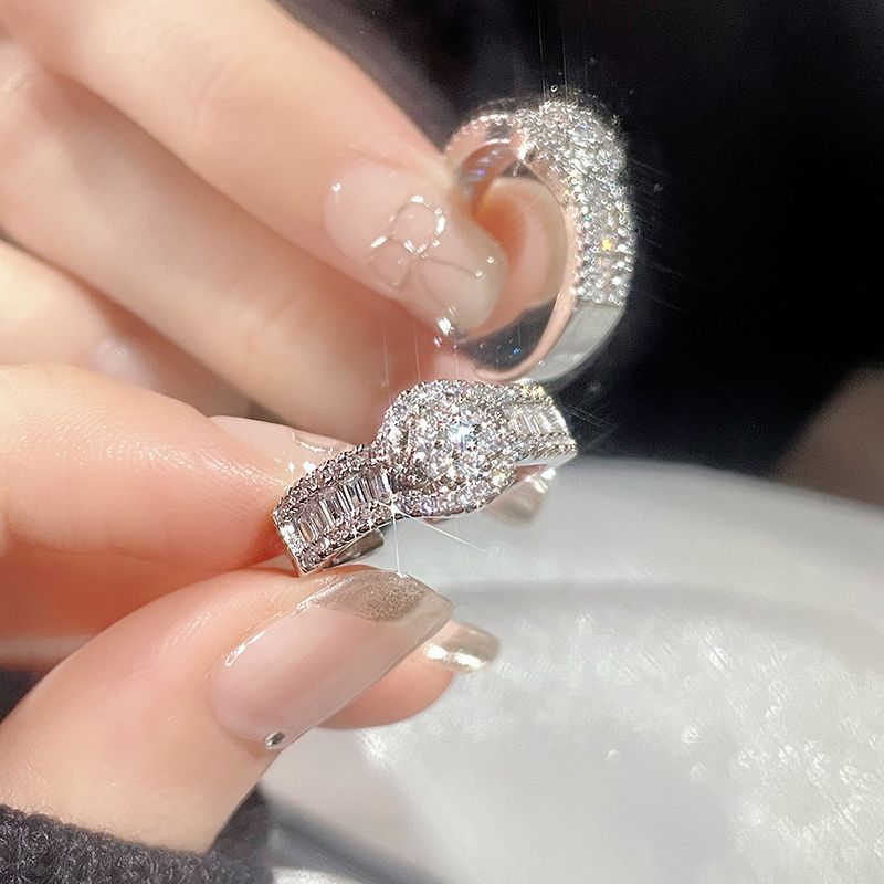 Zoete en veelzijdige open ring, modepersoonlijkheid, zware industrie, wensbadring vol diamanten, zirkoonsterring_voghion.com