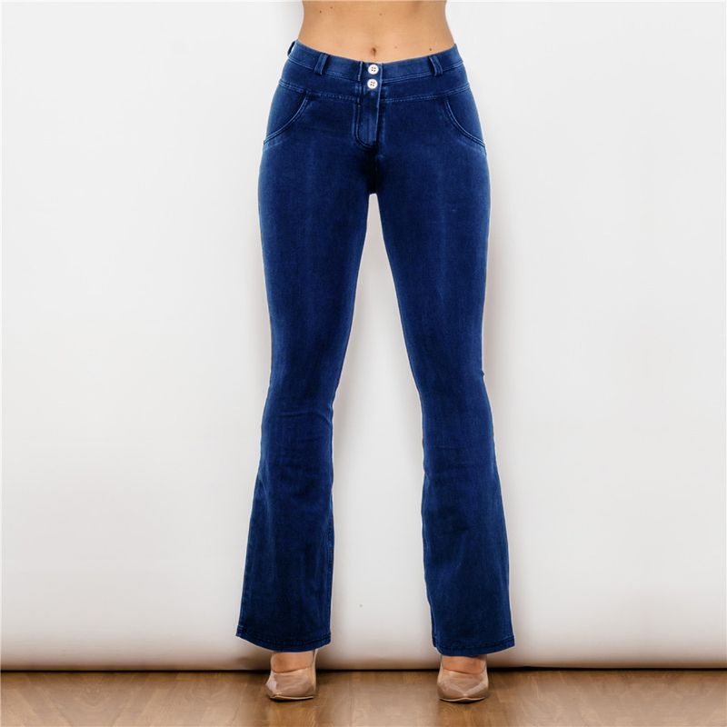Women's Clothing Stretch Denim Flared Hip Lifting Pants Peach Tights Shaping Pants Large Size Women's Trousers_voghion.com