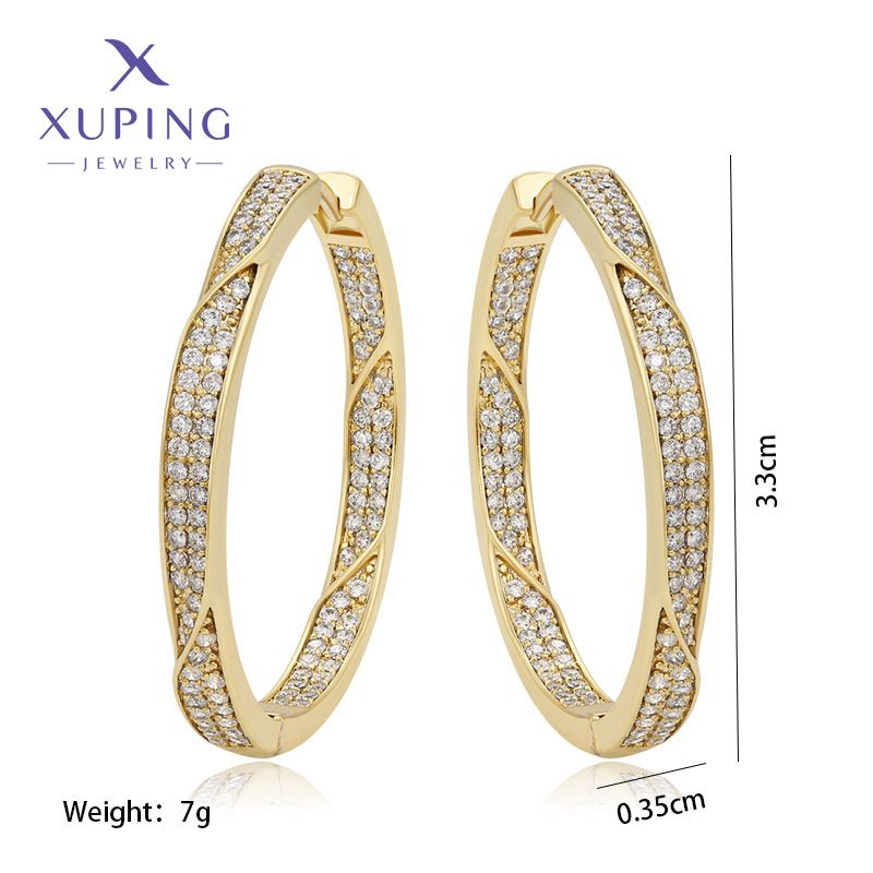 Gioielli all'ingrosso Xuping Stile semplice Lega di colore solido Orecchini con intarsi placcati in oro 14k con pietre preziose artificiali_voghion.com