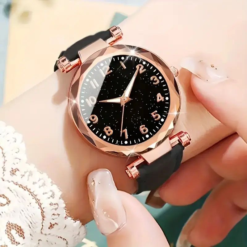 Engraved Number Belt Women's Starry Sky Luminous Dial Quartz Watch_voghion.com