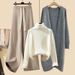 Women's Clothing Autumn Suit For Women New Mid Length Cardigan Jacket With High Necked Sweater Slim Wide Leg Pants Three Piece Suit_voghion.com