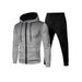 Cross-border New Autumn And Winter Hooded Sports Suit Casual Simple Polka Dot Design Zipper Cardigan Solid Color Sweatpants_voghion.com
