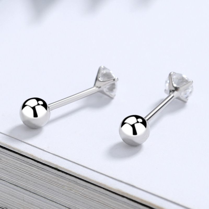 1 paio di orecchini a bottone in acciaio inossidabile con placcatura geometrica in stile semplice e zircone_voghion.com
