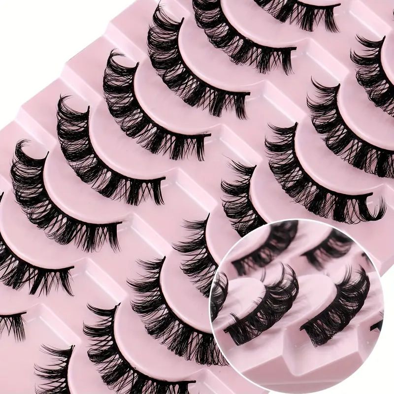 ​10-Pairs Russian Volume False Eyelashes - D-Curl & Fluffy (Natural Look, Lash Extension & Grafting)_voghion.com