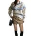 Vintage Jacquard Contrasting Color Long-sleeved Sweater Women's Soft Glutinous Atmosphere Design Sense Pullover Knitted Sweater_voghion.com