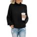 Damen Herbst- und Winter-Strickpullover aus Wolle mit dicker Linie und Rollkragenpullover_voghion.com
