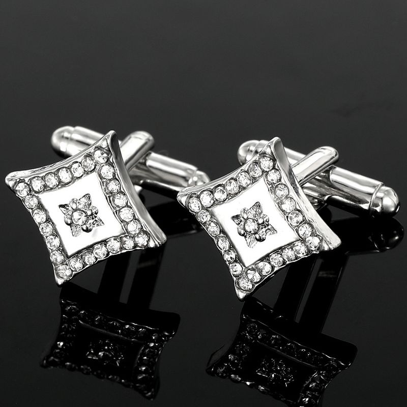 new round diamond crystal cufflinks fashionable French couple shirt cufflinks_voghion.com