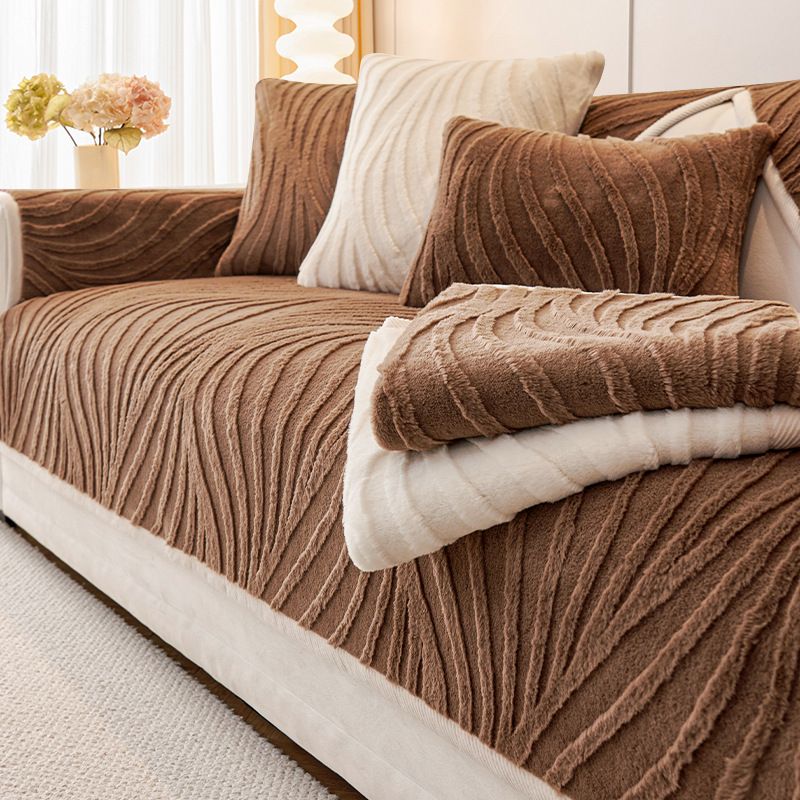 Fodera per cuscino del divano in peluche alla moda: calore invernale, antiscivolo e antigraffio, design moderno a righe (diverse misure e colori)_voghion.com
