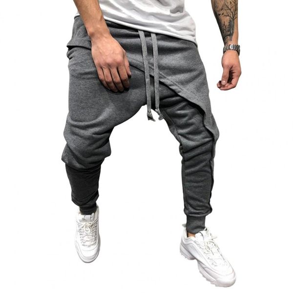 Pantaloni Jogger a cavallo basso da uomo Harem a vita media a doppio strato_voghion.com