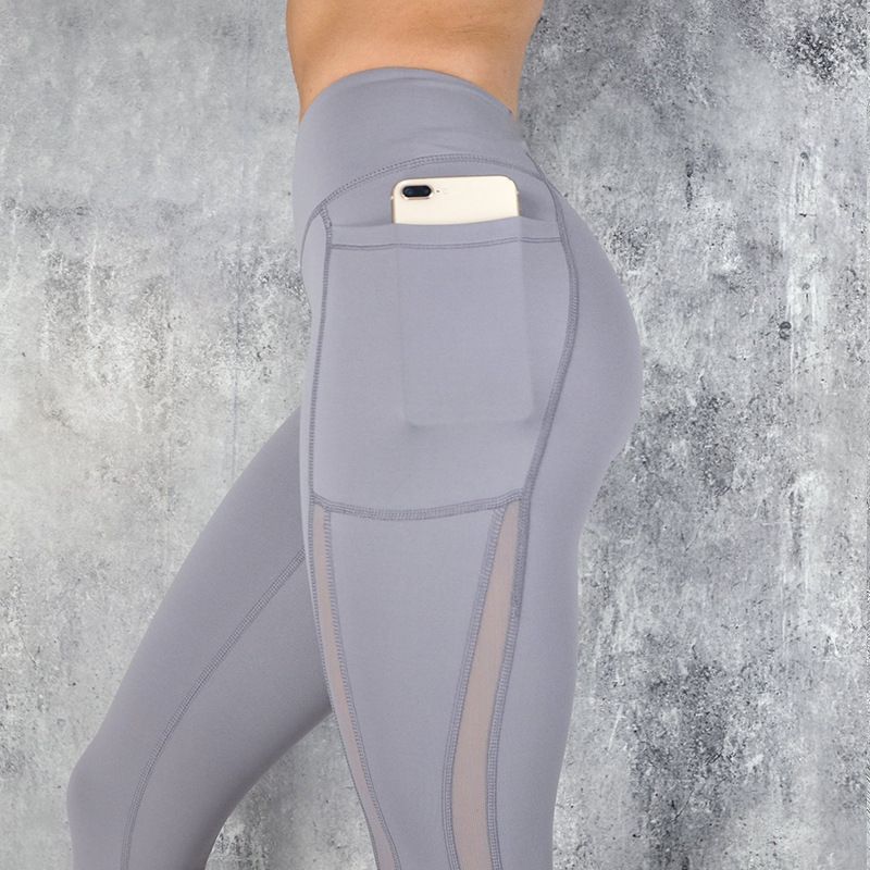 Pantalons de Yoga à séchage rapide pour femmes, leggings de sport, de course à pied, de fitness, d'épissage en maille à neuf points_voghion.com