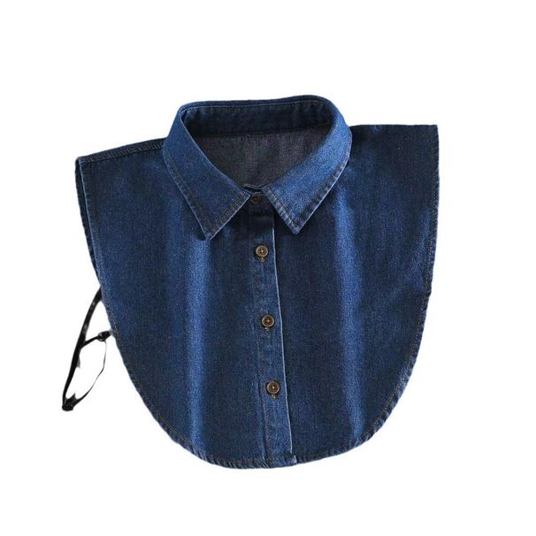 Maglione blu chiaro con colletto a punta in denim da donna, intimo autunnale e invernale coordinato, temperamento elegante con colletto antivento_voghion.com