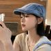Women's Washed Cowboy Front Hat, Korean Version, Big Head Circumference, Beret, Thin Design, Trim Face Shape,_voghion.com