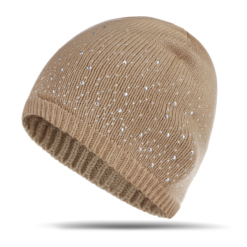 New Women's Multi Color Dot Diamond Knitted Autumn And Winter Fine Wool Warm Pullover Hat_voghion.com