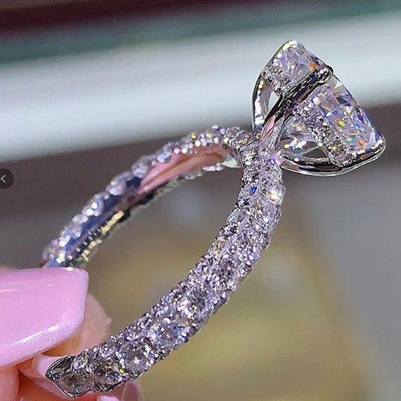 Geometric Micro Pave Oval For Women Elegant Luxurious Fashion Hand Jewelry Ring_voghion.com