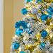 Blue Snow-Flocked Christmas Tree Decor Set With LED Lights For Home, Hotel & Mall Decoration_voghion.com