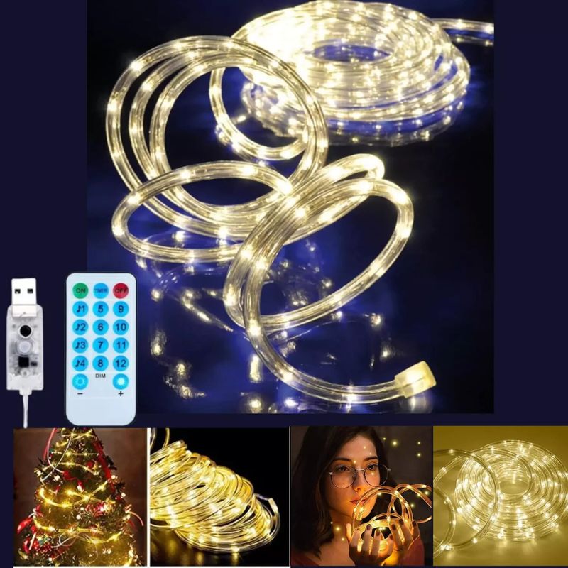 10M 100LED USB Seil Rohr String Fairy Lichter Streifen Wasserdicht Weihnachten Dekor Lichter_voghion.com