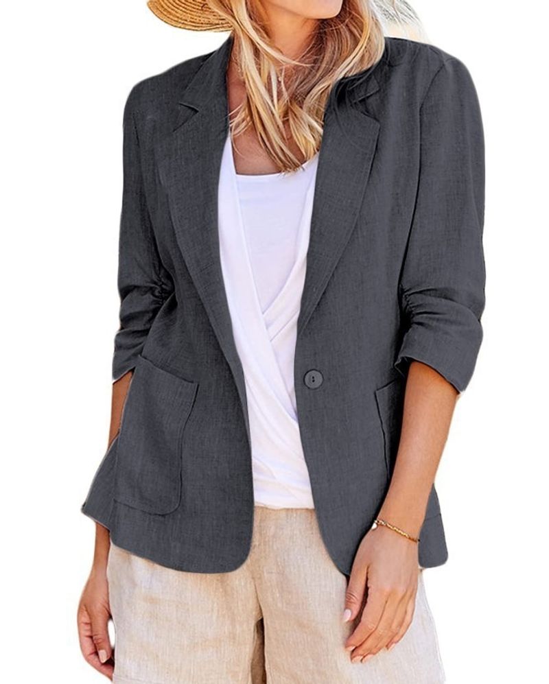2025s 2025 Women's New Spring And Summer Long Sleeved Small Suit With Collar Style Professional Slimming Coat_voghion.com