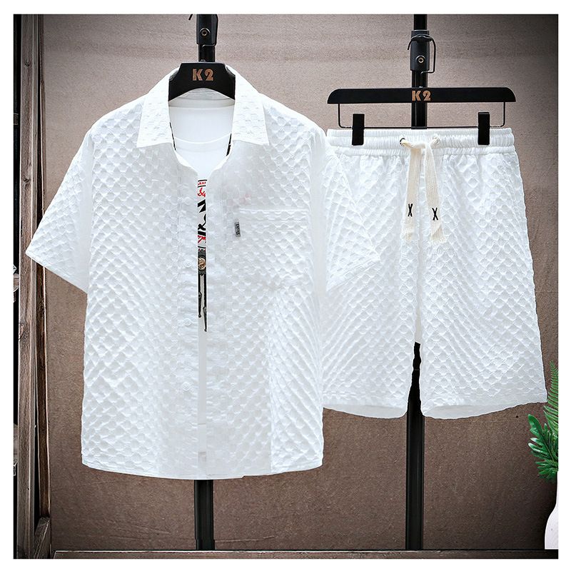 Herenkleding Casual Pak Heren Nieuwe Korte Mouwen Zomer Dunne Knappe Sportkleding Retro Mode Sportpak_voghion.com