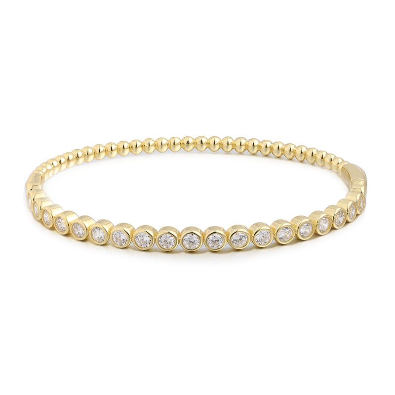 Bracciale quadrato in argento sterling giallo 14K Super Flash da donna, con diamanti spazzolati, di lusso, irregolari e leggeri._voghion.com