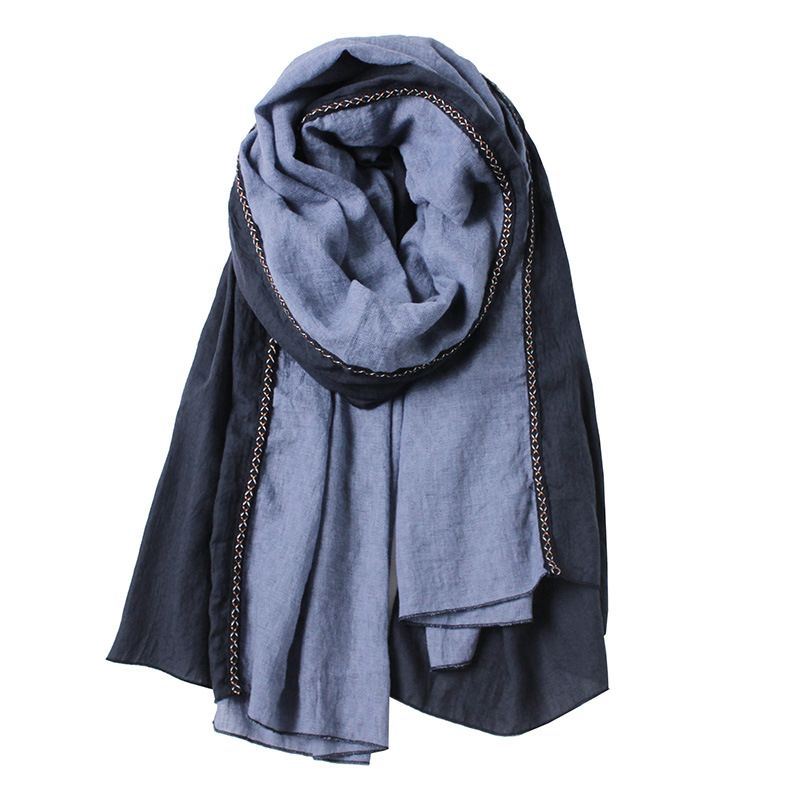 Chuyu Qianqiu New Cotton And Linen Two-tone Versatile Design Original Scarf Knotted Cape Cloak Coat_voghion.com
