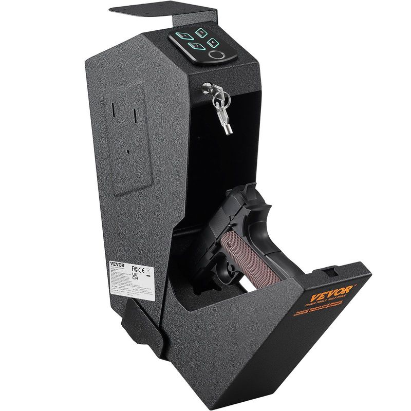VEVOR Mounted Gun Safe For Pistols, Biometric Gun Safe With Three Quick Access Ways Of Fingerprints, Passwords And Keys, Handgun Safe For 1 Pistol For Home, Bedside, Nightstand, Wall_voghion.com