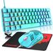 Ensemble clavier et souris de jeu ZIYOULANG T60 UK, compact et rétroéclairé à 60 % arc-en-ciel_voghion.com