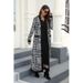 Women's houndstooth long-sleeved knitted cardigan jacket two-piece set_voghion.com