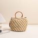 Stråtaske Vævet Taske Fritids Træ Håndholdt Stråtaske Ny Stil Niche Bean Crossbody Vævet Taske Strand Ferie Strandtaske Enkelt Skulder Stråtaske_voghion.com