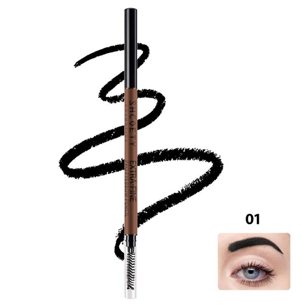 Augenbrauen-Enhancer, doppelköpfiger, ultrafeiner Augenbrauenstift, 4 Farben, natürlich, langanhaltend, wasserfest und schweißfest, verwischt nicht, ultrafeiner Kern, Make-up_voghion.com