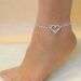 Cavigliera a forma di cuore per feste in spiaggia, stile semplice e alla moda, con strass lucidi, per piedi nudi_voghion.com