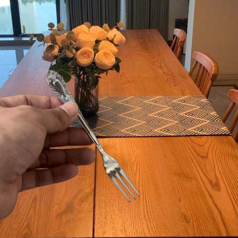Luxury Stainless Steel Western Tableware Elegant Creative Rock Texture Steak Knife Fork Three-Piece Set_voghion.com