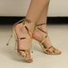 New Women's Shoes Pointy One Word Buckle Cross Belt Stiletto Heels Sexy Sandals Women_voghion.com