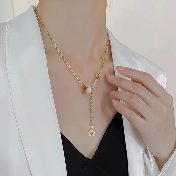 Kleine Taille verstellbare Damenmode Temperament Halskette Anhänger Licht Schlüsselbein Kette_voghion.com