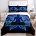 Juego de edredón de tres piezas con estampado digital 3D de flores azules de primera calidad_voghion.com