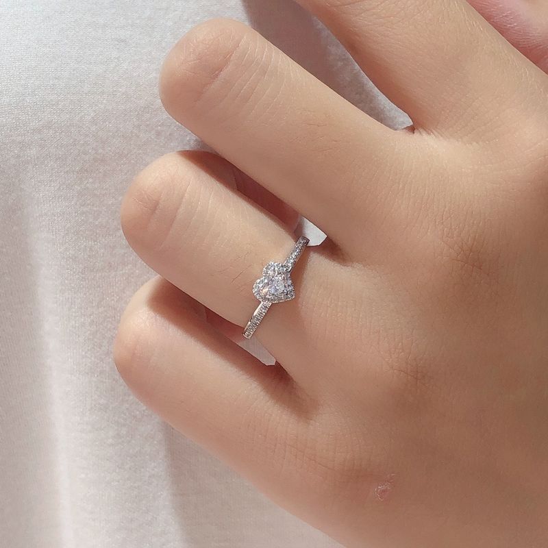 Jewelry European And American Style Classic Heart-shaped Micro-inlaid Zircon Engagement Ring Women's Light Luxury Diamond Ring Wedding Ring_voghion.com