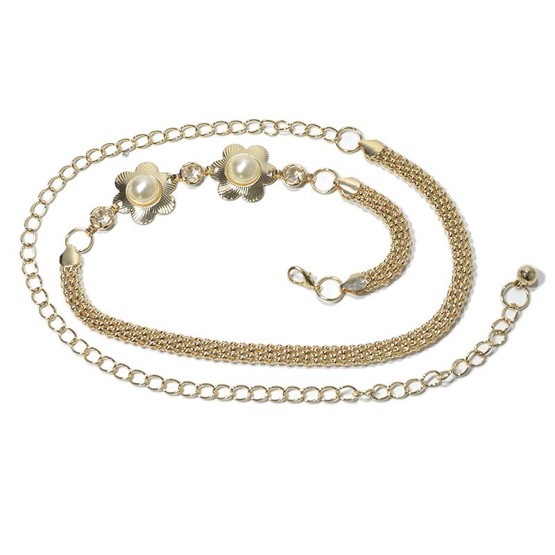 Taobao nueva cadena de cintura de Metal elástica con incrustaciones de flores dulces y modernas de primavera para mujer_voghion.com