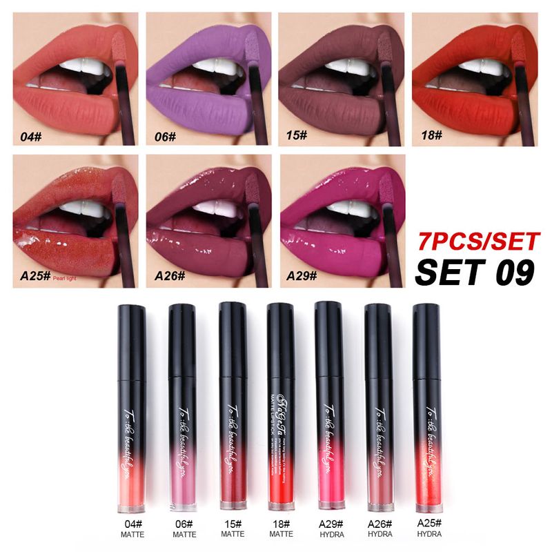 NAGETA 7 Set di colori Specchio in vetro Tazza ferma Rossetto liquido non sbiadisce_voghion.com